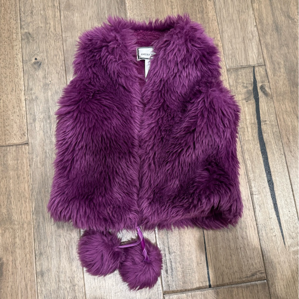 2T Widgeon Purple Faux Fur Kids Zipper Vest